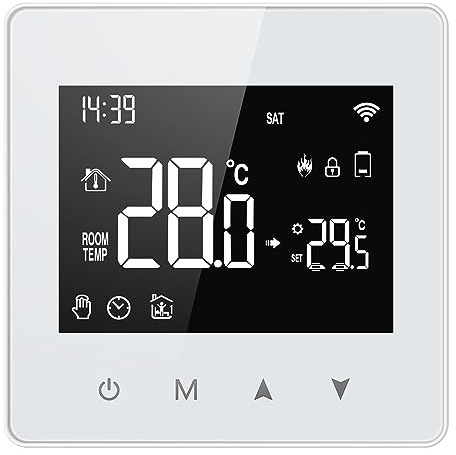 ZigBee Intelligenter Konstanttemperaturregler, temperaturverstellbarer LCD-Display-Controller, kompakte Größe, Wasser-Gas-Kessel-Temperaturregler, kompatibel mit Amazon und Home