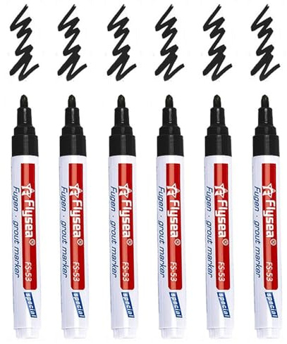 Fugentec, 6 piezas de bolígrafo de lechada para restauración de juntas con punta de repuesto, bolígrafo de juntas resistente al agua, marcador de reparación para azulejos de pared y suelo de baño y