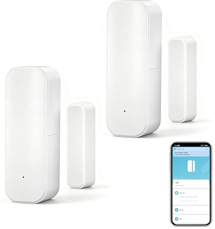 WiFi Türsensor Fenster Detektor: Smart Window Contact Sensor, Wireless Magnetic Door Open Detector with Free Notification Alerts, Compatible with Alexa Google Assistant (2-Pack)