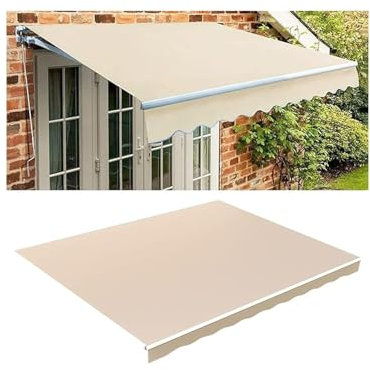 Tenda da sole a scomparsa per esterni, manuale, 280 g, impermeabile, in poliestere, copertura per terrazza, 4 x 3 m