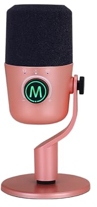 CS PRIORITY Microphone de jeu USB à condensateur intelligent avec suppression du bruit pour PC, ordinateur, streaming en direct, micro de chant (PDO-20 rose)