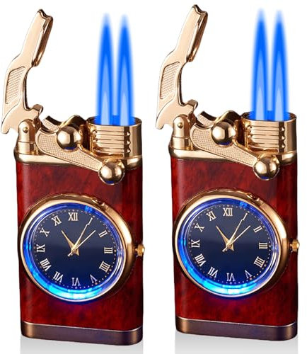 2 mecheros de tormenta: metal Jet Mechero con esfera creativa, gas rellenable, encendedor de velas, regalo para hombres con caja de regalo (sin gas)