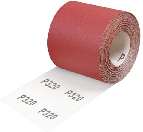Shineboc 93mmx10m Körnung 320 Schleifpapier Rolle für Handschleifer | Aluminiumoxid Schleifleinen, Nass-Trocken, Zuschneidbar, Mehrflaechen-Polieren, Rostentfernung, Feinschliff