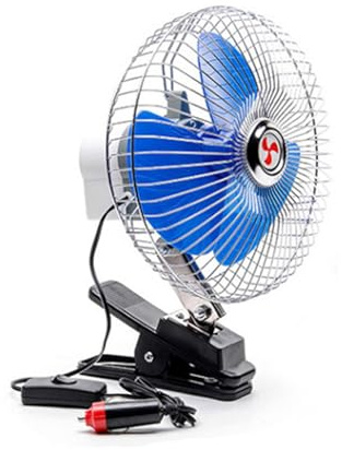 Ventilateur Portable De Voiture 12V/24V Avec Clip Oscillant D'été, 8 Pouces À Faible Bruit de Bureau, Tête Électrique Réglable à 180 Degrés