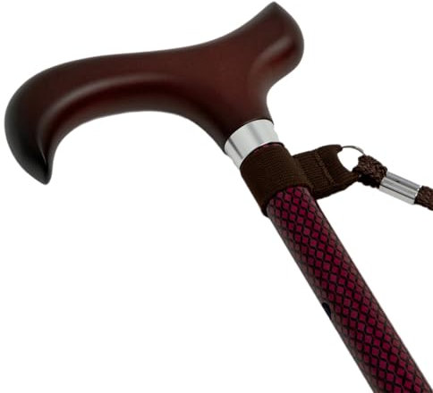 Bastón Extensible para Mayores – Aluminio con Empuñadura de Madera Ergonómica Ambidiestra (DAMERO Granate)
