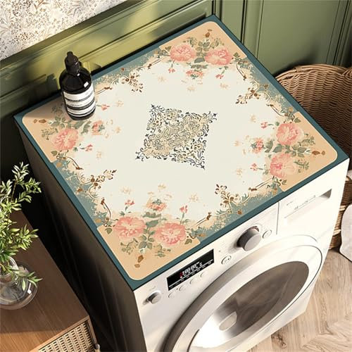 Highdi Universel Housse de Protection pour Machine à Laver Top,Coussin de Machine à Laver Antidérapant Housse de Machine à Laver pour Machine à Laver Ou Sèche-Linge (Floral,30x40cm)