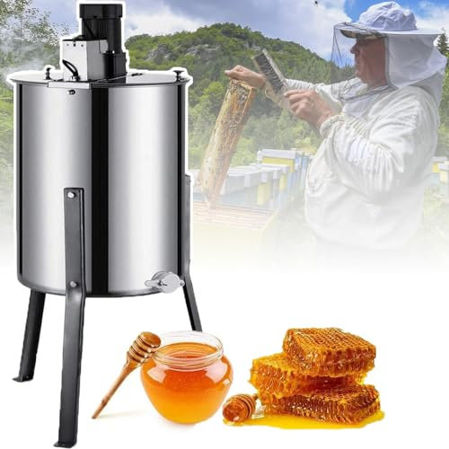Agitateur à Miel Manuel à 4 Cadres - Essoreuse électrique En Nid D'abeille En Acier Inoxydable (300 Tr/Min), Centrifugeuse à Miel à Manivelle - équipement Apicole