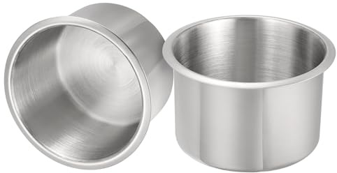 sourcing map 2 Pcs 201 Stainless Steel Drop-in Cup, 2.2 x 3.74 Drink Can Holder Poker Table Cup Holder Insert for Sofa Boat Car Marine, Silver