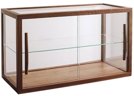 Bäckerei-Vitrine aus Holz mit Klarglas-Arbeitsplatte, 2 Tabletts und brauner Oberfläche, perfekt für Gebäck-Sammelstücke