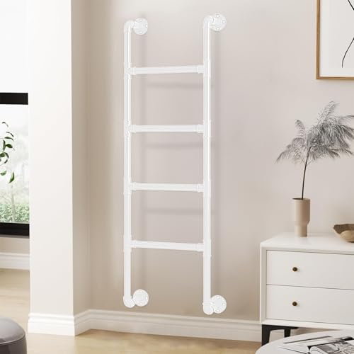 TYHAYJYK Heavy Duty Emergency Egress Ladder for Window Well, Indoor Loft Bed Step Ladder Wall Mounted Safety Railing Ladder, Emergency Fire Climbing Ladder for Outdoor Roof/Garage(135cm/53i