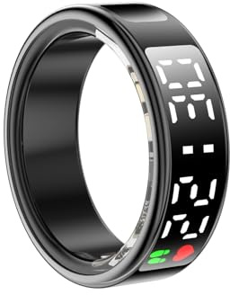 Hoorawwi Smart Ring, Gesundheits-Smart-Ring für Damen und Herren mit Schlaf, Herzfrequenz, Blutsauerstoff-Ring-Monitor, wasserdichter Fitness-Tracker, Schrittzähler, Kalorien, Schrittzähler, Schwarz