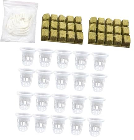 Happyyami Kit Idroponico a Rete Scanalate per Trapianto di Piantine Cubi di Lana, Set 26 Pezzi per Coltura Senza Suolo Indoor e Fai da Te, Adatto a Domestici e Progetti Scolastici