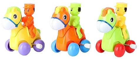 Toyvian 3pièces Voiture Jouet Automatique Cheval Modèle Éducatif Précoce pour Garçon Fille Lot de Jouets Glissant Intérieur