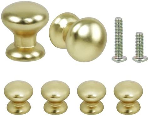 OctinPris Kleine Schubladenknäufe, goldfarben, rund, Mini-Türknäufe für Schmuckschatulle, 1,2 x 1,4 cm, 6 Stück