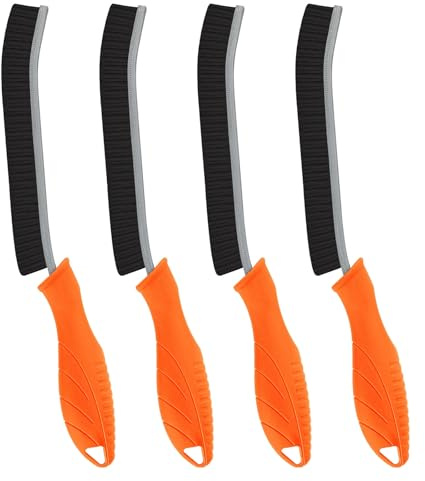 TQRR Cepillo para Limpiar Juntas- 4 Piezas Duras Cepillo Limpieza Hogar, Multifuncional Cepillo Grietas para Cocinas Inodoro Ventana Azulejos Bordes (4, Naranja)