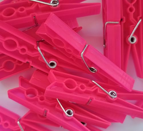 48 Mollette da Bucato Colorate CleanTonic – Resistenti al Sole – Plastica Dura di Alta Qualità – Molla Zincata – Made in EU – Prodotto in Grecia – Scatola Ecologica (Fucsia Fluo)