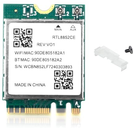 WiFi 6E Realtek RTL8852CE Tri-Band Wireless Card for Laptop, 5400Mbps High-Speed AX5400 Adapter with Bluetooth 5.3 M.2 2230 (NGFF) Slot Supports Windows 10/11, 2.4/5/6GHz for Gaming & Streaming