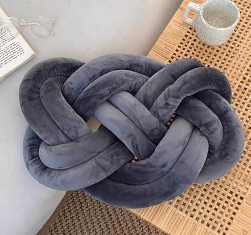 MGEMJMJ Knotting Pillows, Hand-Woven Knotting Spandex Velvet Pillows, Suitable for Bedrooms, Sofa Cushions Or Home Decorations, Comfortable Throw Pillow(Size:45X35cm/17.7X13.8in,Color:Dark Gray)