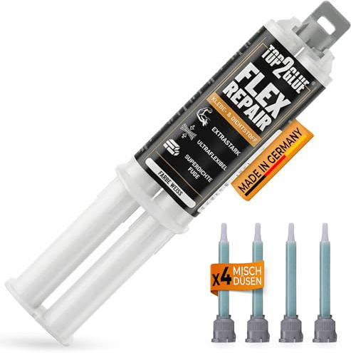 TOP2GLUE MS Polymer Colle de montage 35 g / 4 buses de mélange - Colle 2 composants extra forte - Colle métallique, plastique et colle de carrosserie - Collage 2K au lieu de perçage - Résistant aux