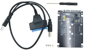 Ticha Adaptador convertidor 2 en 1 M.2 NGFF mSATA a SATA 3.0, con cable SATA USB 3.0 de doble extremo, para SSD M.2 NGFF de 80 mm, 60 mm, 42 mm y 30 mm