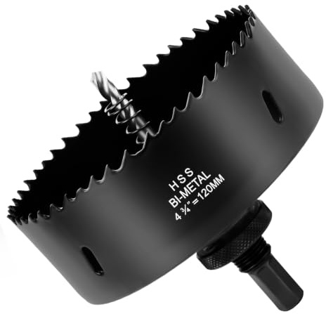 Flintronic 120mm Hole Saw, HSS Bi-Metal Hole Cutter, Hole Saw Drill Bit for Soft Metal, Wood, Plasterboard, Ceiling Board, PVC Board and Plastic for Cutting Circular Holes