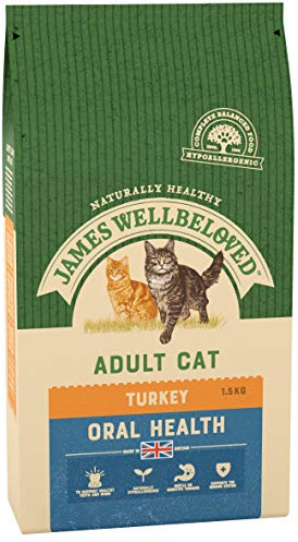 James Wellbeloved Complete Dry Oralcare Cat Food Turkey and Rice, 1.5 kg (Packaging May Vary)