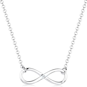 Elli DIAMONDS Halskette Damen mit Infinity Anhänger und Diamant (0.03 ct.) in 925 Sterling Silber