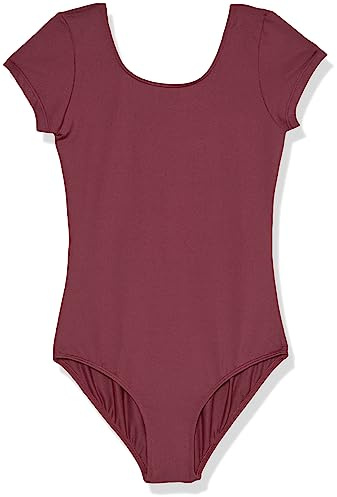 Bloch Dance Girls Dujour Microlux Short Sleeve Leotard, Burgundy, 12