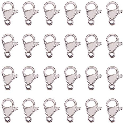 NBEADS 200Pcs Fermaglio con Moschettone in Acciaio Inossidabile, Risultati della Chiusura dei Gioielli con Chiusura a Moschettone in Metallo per la Realizzazione di Braccialetti di Collana
