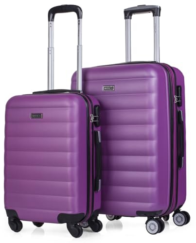 ITACA - Maletas de Viaje Juego Maletas 4 Ruedas - Juego de Maletas de Viaje - Juego Maletas de Viaje Ligeras. Candado de combinacion, Morado