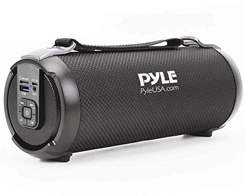 Pyle Wireless Portable Bluetooth Boombox Speaker – Rechargeable Music Barrel with AUX Input, USB/SD/MP3 Playback, FM Radio, 2.5 Tweeter – Loud Stereo Sound for Travel, Parties, Outdoors (PBMSPG3BK)