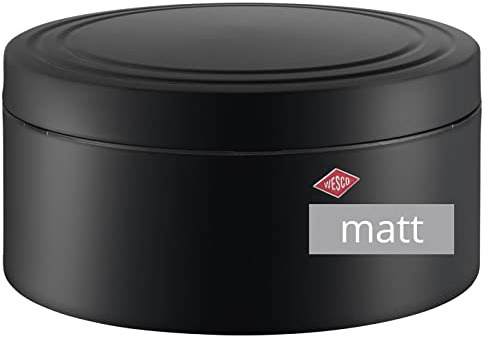 WESCO Gebäckdose Classic Line aus pulverbeschichtetem Stahlblech in der Farbe Schwarz Matt 4L, Maße: 24cm x 12,4cm, 324 402-73, 24 x 12,4cm