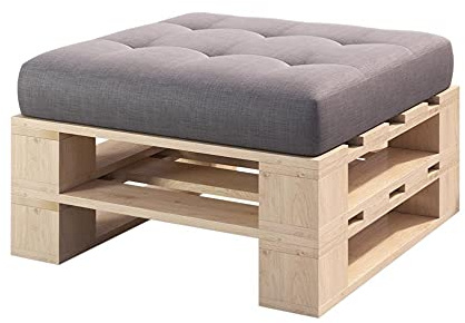 sunnypillow Palettenmöbel Gartenmöbel Set aus Holz Indoor/Outdoor - Europaletten für Möbel Sofa für Balkon Terrasse Garten (Natur Hocker 80 x 60 cm Höhe : 30 cm)