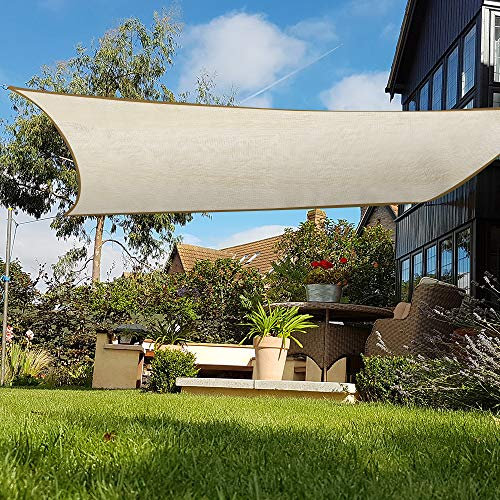 Green Bay Cream Sun Shade Sail Outdoor Garden Patio Sunscreen Awning Square Canopy HDPE UV-Protection Breathable 4x4m