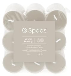 Spaas Velas de té perfumadas, recipiente transparente, 4,5 h, paquete de 18 unidades, aroma Mindful Morning