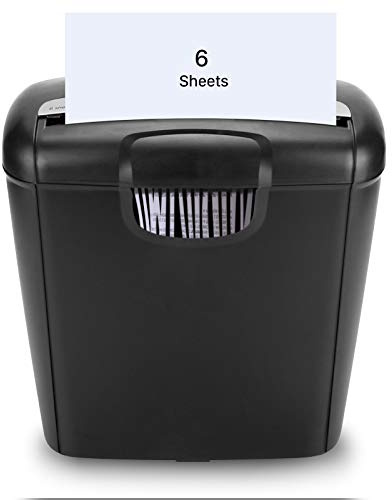 6-Sheet Electric Paper Shredder, Strip Cut Machine with 11L Cabinet, P2 Security Grade, Credit Card Shredder for Home