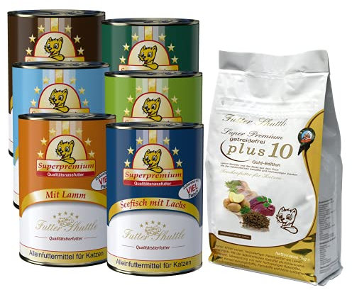 Angebot Katzenfutter. Getreidefreies Katzenfutter Trocken Plus 10 und Nassfutter 6 x 400g als Sparpaket der Extraklasse.