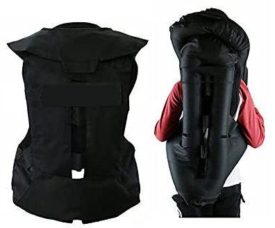 Ryttare Airbag Väst Barnens Ridning Mot Fallväst Återanvändbar 0,01 Andra Trigger Airbag (Utan CO2 Bläckpatroner) (Color : Black, Storlek : L)