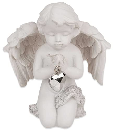mtb more energy Ángel decorativo Crystal Heart – Ángel de la guarda, figura de ángel de Cherubinchen – Altura 8 cm – Figura decorativa