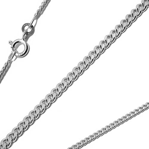 G & J Goldkette Panzerkette flach Massiv 333 8Karat 1,40mm 42-50cm Weißgold Halskette hochwertiges Collier Made in Germany