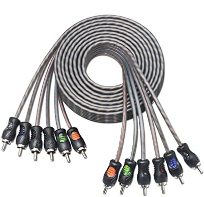 RECOIL RCI612 100% Oxygen Free Copper 12ft 6-Channel RCA Audio Cable, Twisted Pair with Noise Reduction