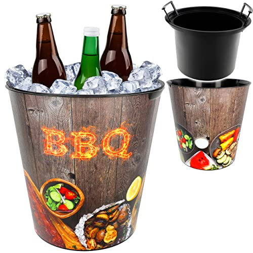 alles-meine.de GmbH universal Eimer/z.B. Getränkekühler & Blumentopf BBQ - Barbecue & Grillen 10 Liter & extra Einsatz - wasserdicht - aus Kunststoff - Ø 28 cm - Papierkorb..