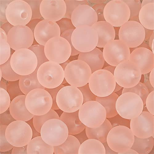 Niziky 230pc 8mm Acrylic Round Beads - Matte Lt.Pink Frosted Craft Beads forDIY Jewelry Making