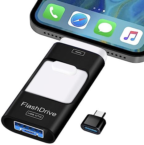 ZARMST USB Stick 256GB, 4 in 1 Flash Drive 3.0 High Speed Photostick, Memory Sticks External Storage Pen Drive for Phone/Pad/Android/PC, Copy Photo Videos Files With One Click (Black)