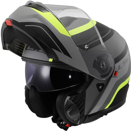 LS2, Casco Moto Modular STROBE II MONZA Matt Black H-V Yellow, XXL
