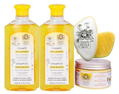 Camomila Intea - Blondschimmer Shampoo & Spülung mit Kamille - 2x250 ML | Intensiviert den Blondton und pflegt das Haar mit Kamillenblütenextrakt für natürlichen Glanz und Feuchtigkeit.