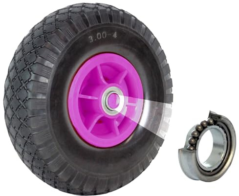 TRUTZHOLM Sackkarrenrad Luftrad 260x85 mm 3.00-4 60 mm versetze Nabe Ø 20 mm pink Robustes 4 PR Gewebe