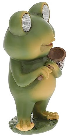 BESPORTBLE Solar-Frosch-licht Sonnenlicht-Statue Garten Licht Schmuck Froschgartenstatuen Frösche Lampe Outdoor-Statue Nachtlicht Garten Rasen Dekor Gartendekoration Tier Nachttischlampe Harz