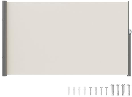 VEVOR Retractable Side Awning, 71''x 118'' Outdoor Privacy Screen, 180g Polyester Water-proof Patio Wind Screen for Backyard, Balcony, UV 30+ Room Divider, Beige