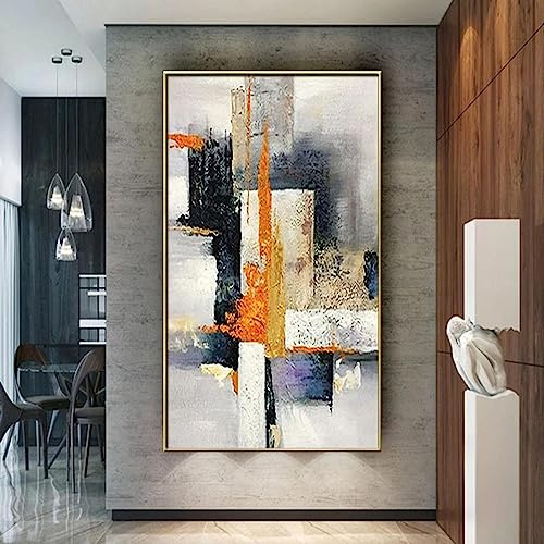 CHAOJIART Pintura al óleo grande, arte abstracto de la pared, póster en lienzo, geometría POP moderna, cuadro de pared, decoración vertical para la entrada de la sala de estar, 90x180cm sin marco